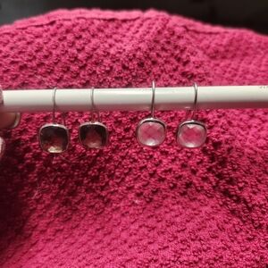 Crystal And Silver Square Drop Earrings